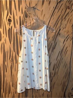 Mine Anthropologie Cream Textured Polka Dot Tank Blouse Medium EUC